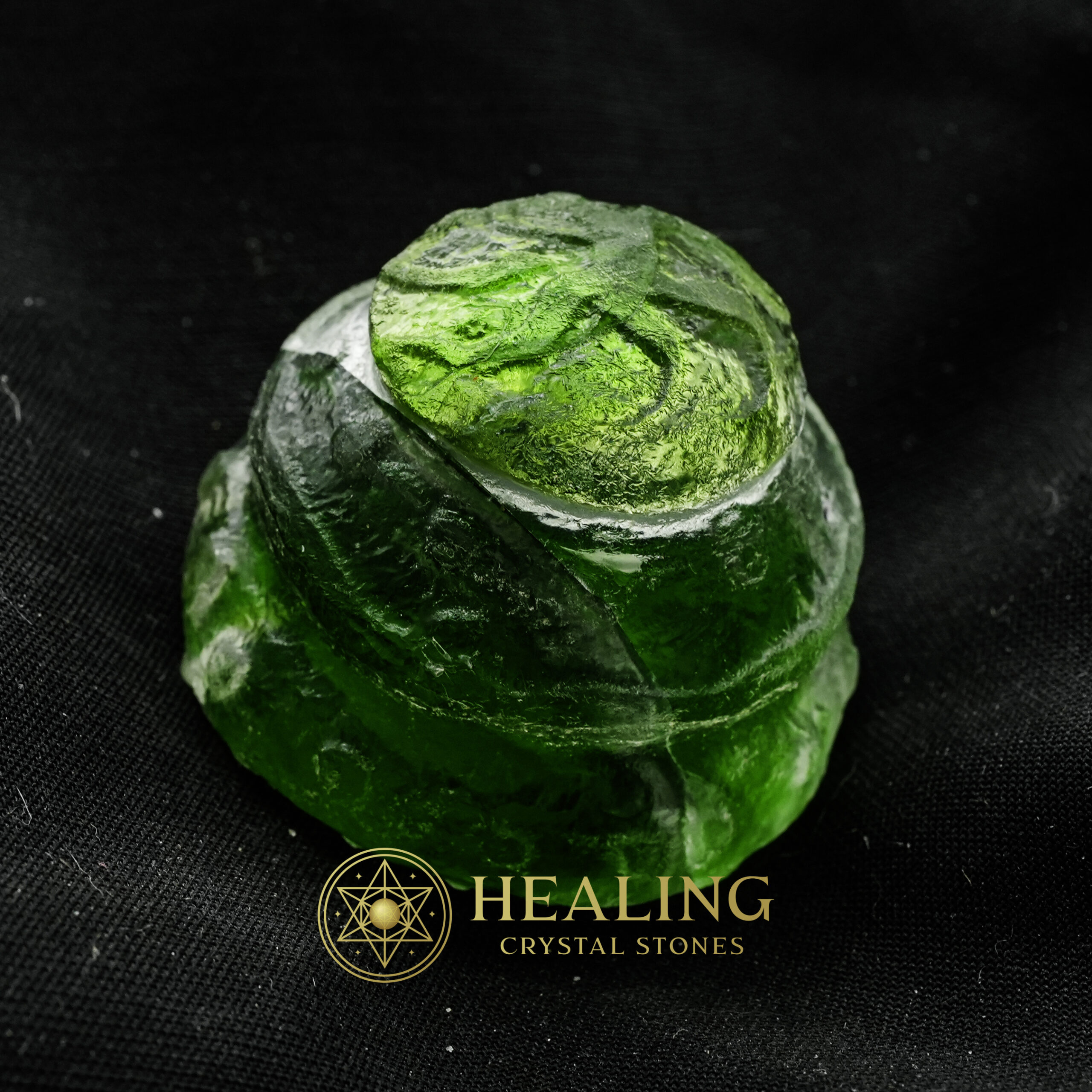 Sanca Leaf Crown Pearl - Type A1.1 (Crystal/Green) - Magickal crystals, healing stones, spiritual crystals, mystical stones, talisman crystals, ritual power stones, psychic energy tools, metaphysical stones, amulet crystals, shamanic tools