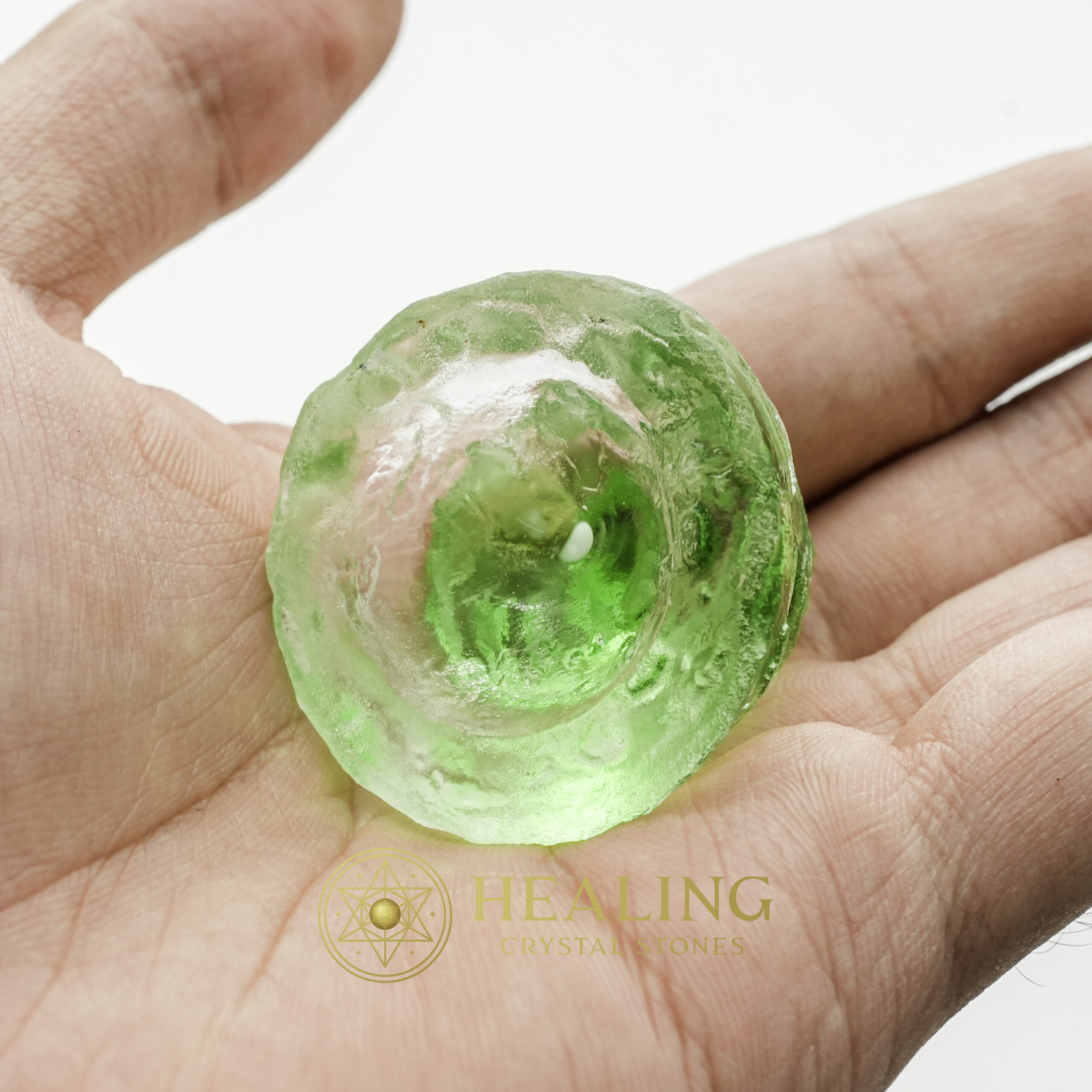 Sanca Leaf Crown Pearl - Type A1.2 (Crystal/Green) - Healing stones, mystical crystals, spiritual stones, talisman crystals, ritual stones, psychic energy stones, metaphysical tools, magickal crystals, energy healing stones, shamanic tools
