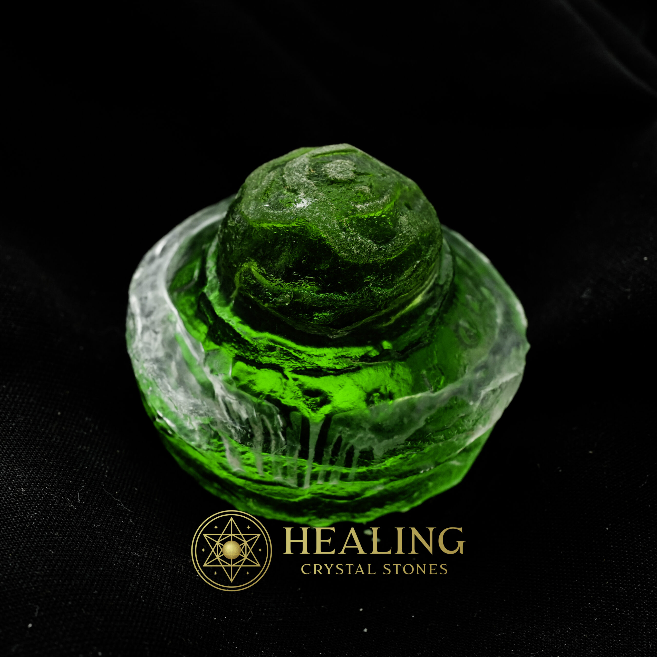 Sanca Leaf Crown Pearl - Type A1.4 (Crystal/Green) - Mystical stones, spiritual crystals, healing crystals, talisman crystals, ritual power stones, psychic energy stones, metaphysical tools, magickal stones, energy healing tools, shamanic crystals