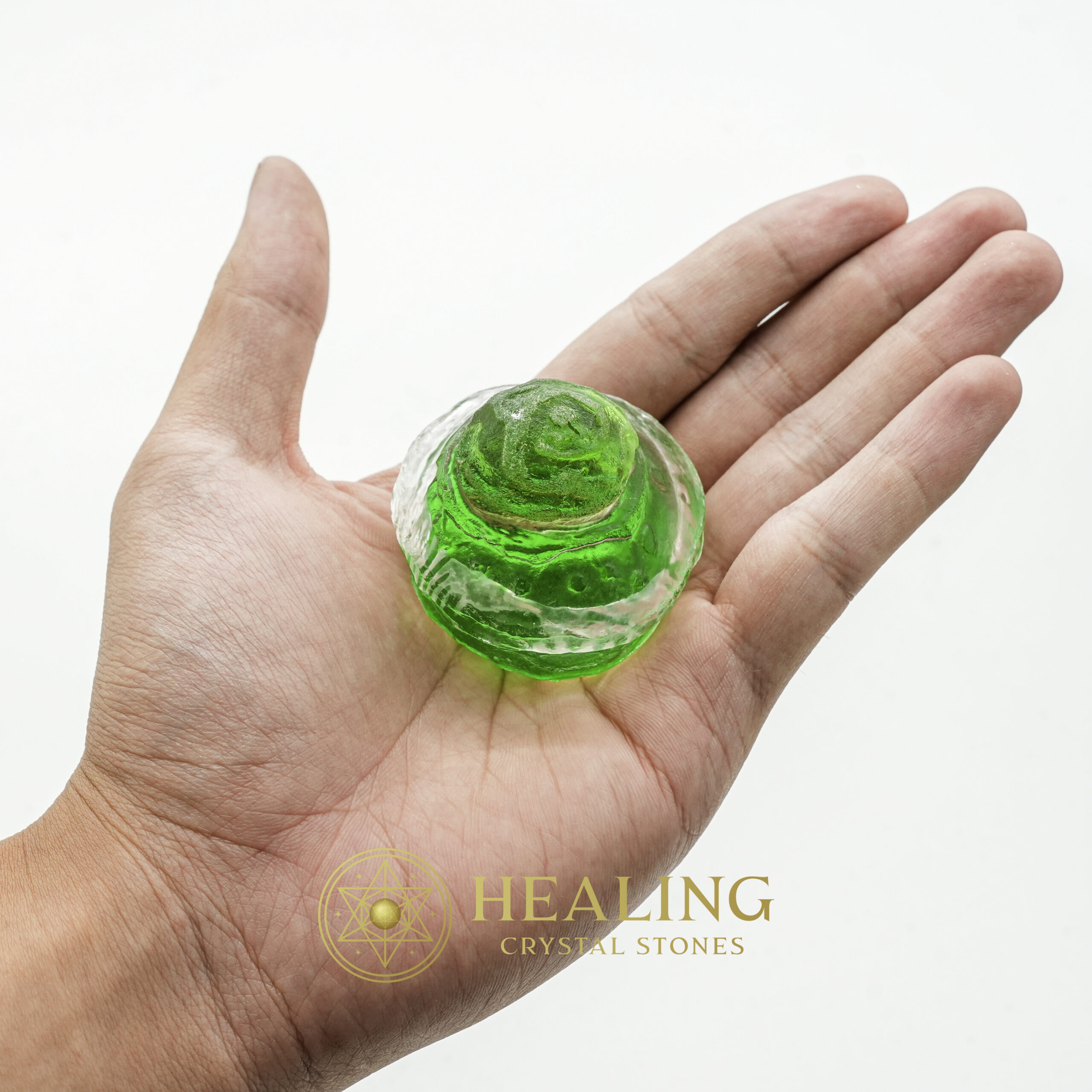 Sanca Leaf Crown Pearl - Type A1.4 (Crystal/Green) - Mystical stones, spiritual crystals, healing crystals, talisman crystals, ritual power stones, psychic energy stones, metaphysical tools, magickal stones, energy healing tools, shamanic crystals
