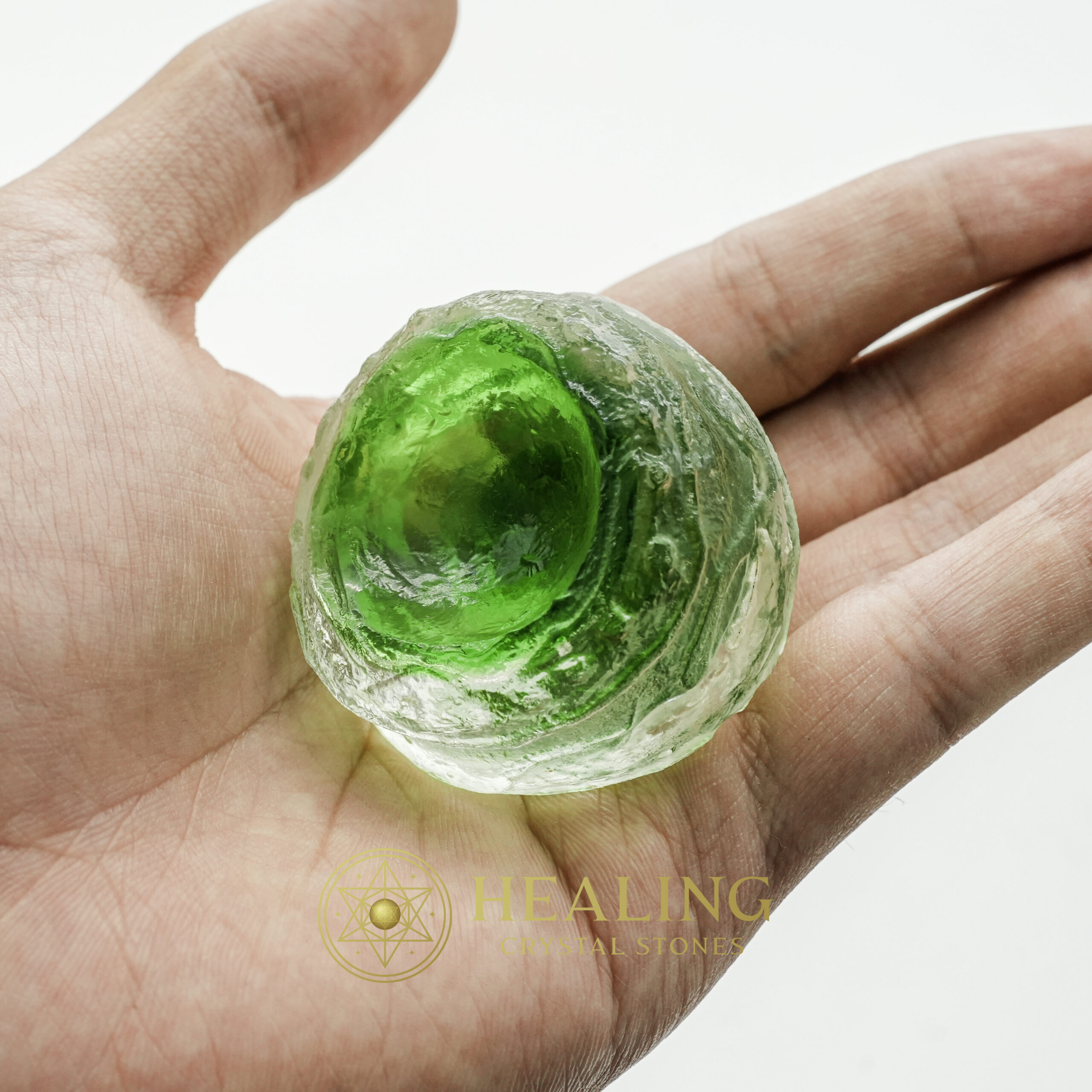 Sanca Leaf Crown Pearl - Type A1.4 (Crystal/Green) - Mystical stones, spiritual crystals, healing crystals, talisman crystals, ritual power stones, psychic energy stones, metaphysical tools, magickal stones, energy healing tools, shamanic crystals