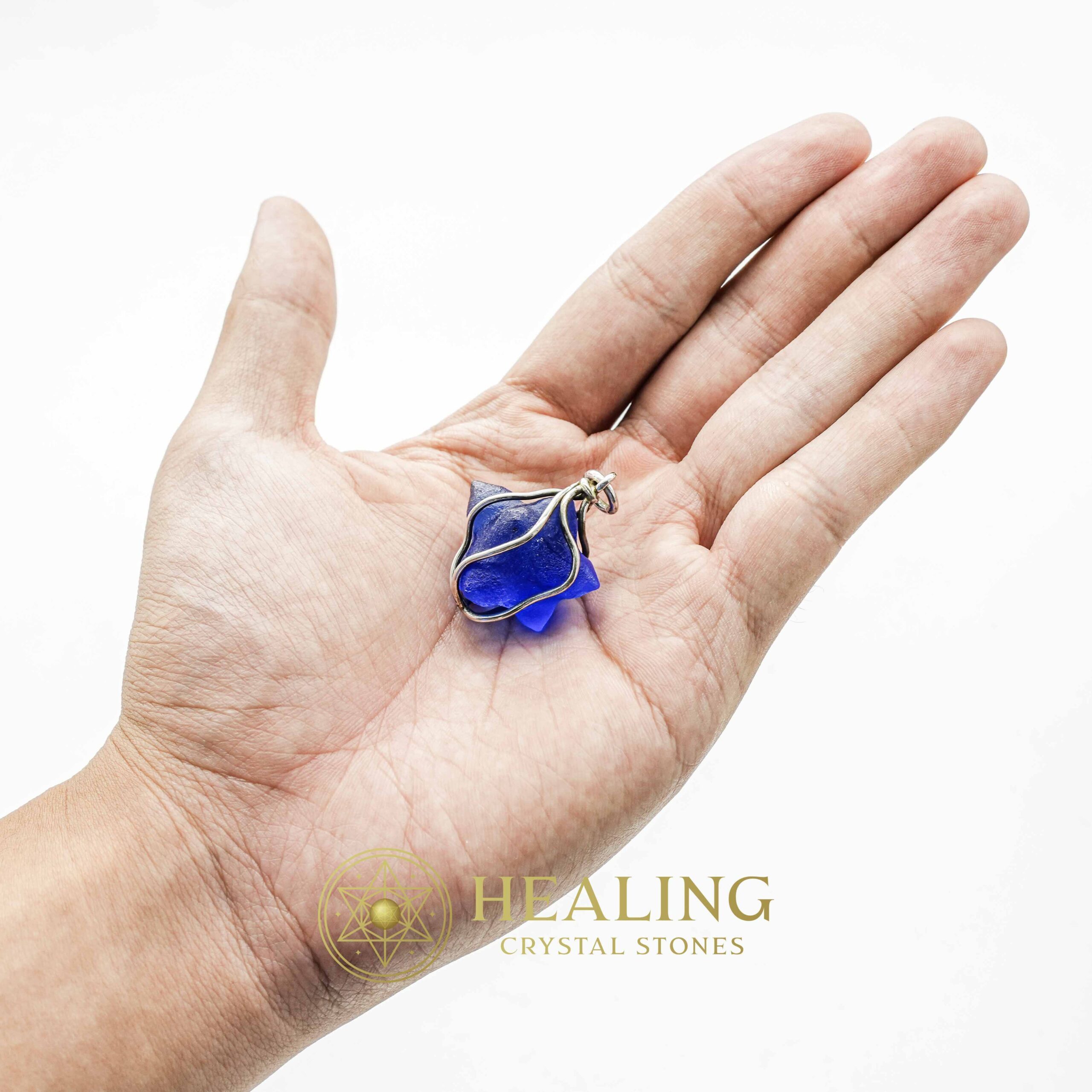Blue Tunjung Flower Fosillized Pendant - Set in Silver White Gold Plated - Healing Crystals, Mustika Stones, Magical Stones, Talisman Crystals, shamanic, mystical, spiritual, metaphysics, Bezoar Stones, Ritual Power Stones