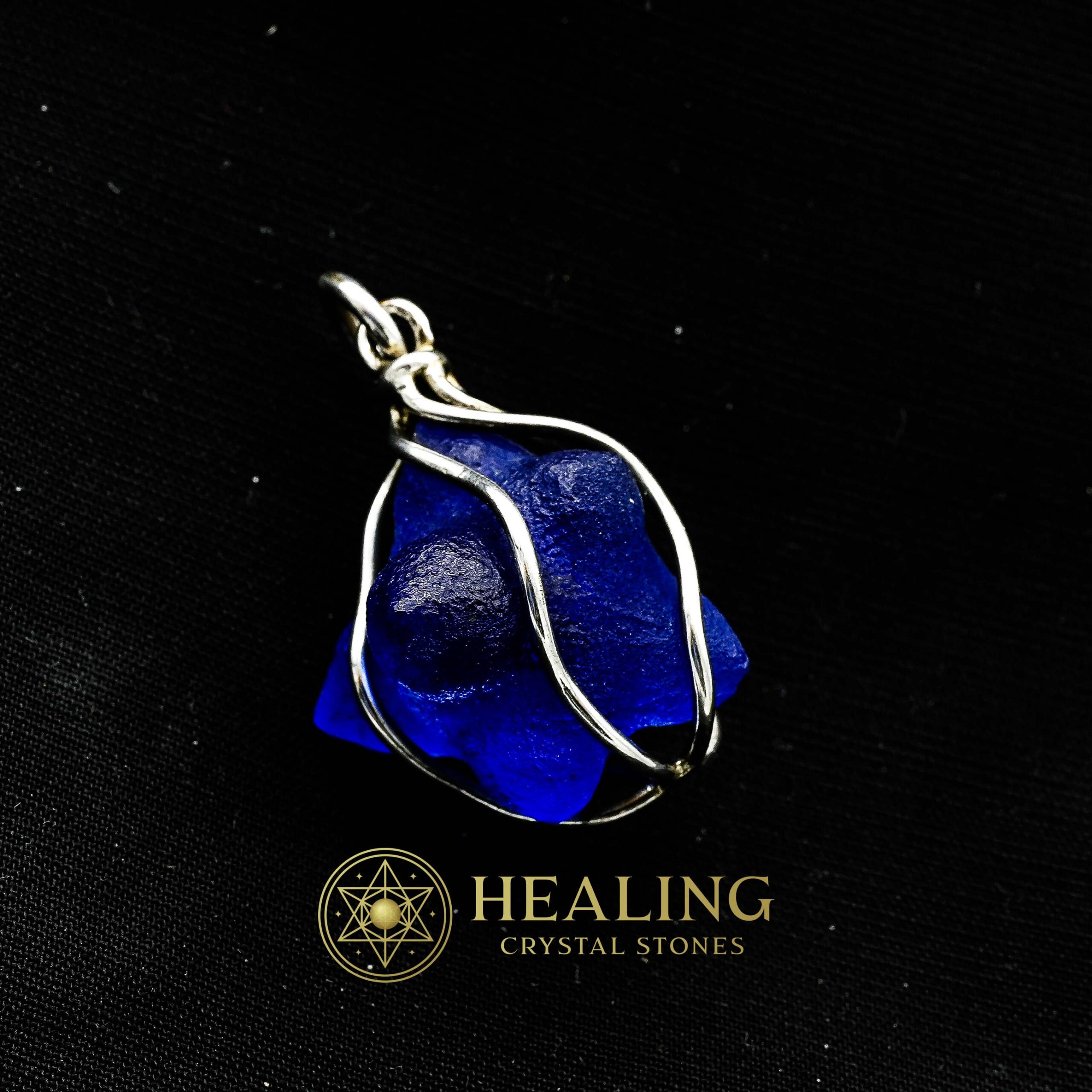 Blue Tunjung Flower Fosillized Pendant - Set in Silver White Gold Plated - Healing Crystals, Mustika Stones, Magical Stones, Talisman Crystals, shamanic, mystical, spiritual, metaphysics, Bezoar Stones, Ritual Power Stones