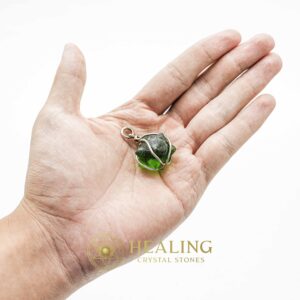 Green Tunjung Flower Fosillized Pendant - Set in Silver White Gold Plated - Crystal Stones, Healing Stones, Animal Totem Stones, Ritual Crystals, mystical, psychic, occult, spiritualism, Amulet Stones, Spiritual Crystals