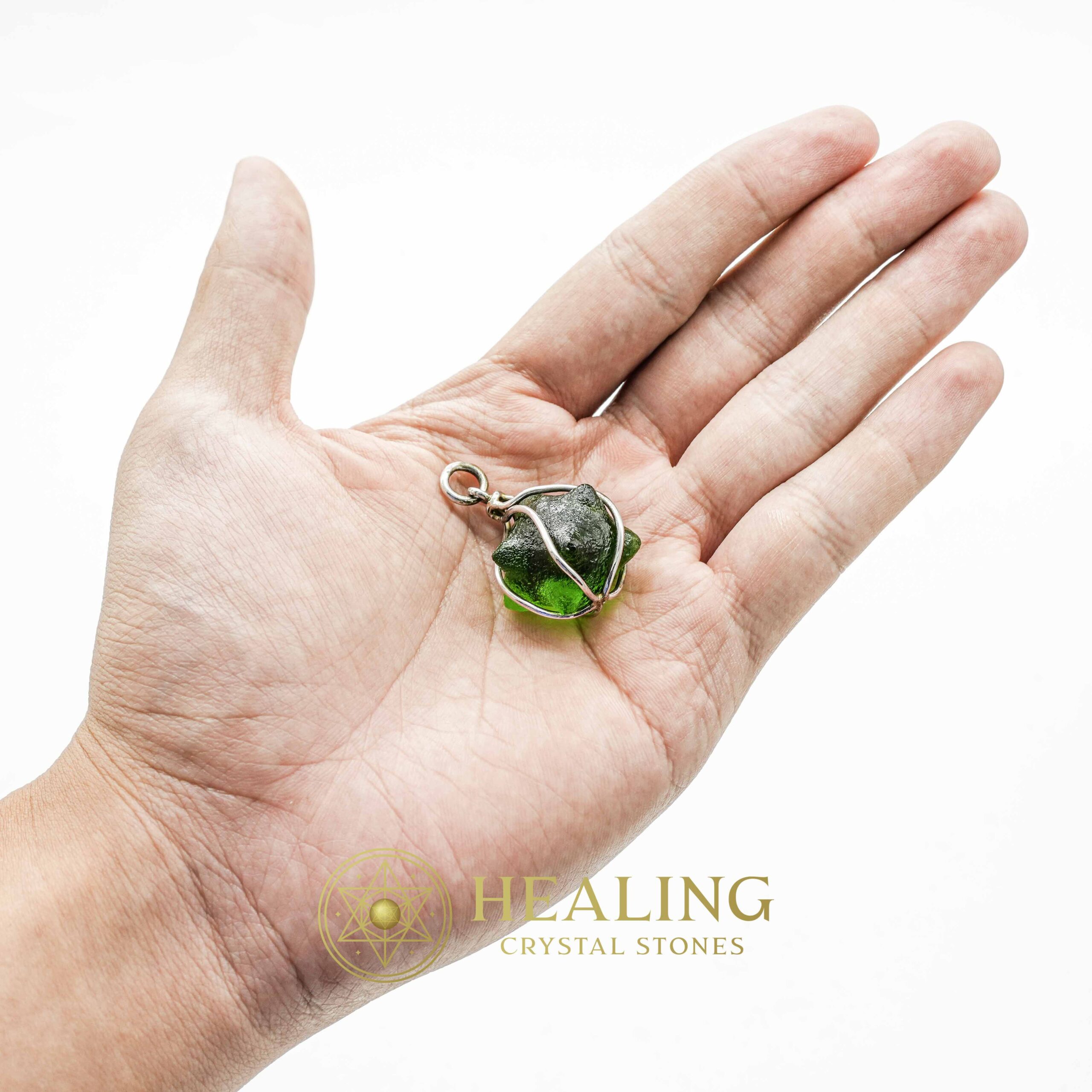 Green Tunjung Flower Fosillized Pendant - Set in Silver White Gold Plated - Crystal Stones, Healing Stones, Animal Totem Stones, Ritual Crystals, mystical, psychic, occult, spiritualism, Amulet Stones, Spiritual Crystals