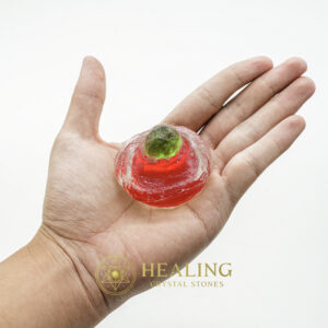 Sanca Leaf Crown Pearl - Type A1.3 (Red/Green) - Spiritual stones, healing crystals, mystical crystals, talisman stones, ritual crystals, psychic energy tools, metaphysical crystals, magickal stones, amulet crystals, shamanic stones